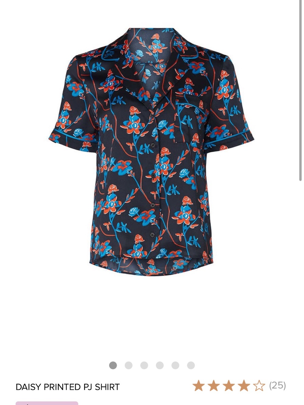 Thakoon Navy Short-Sleeve Button-Down with Blue & Orange Floral Print